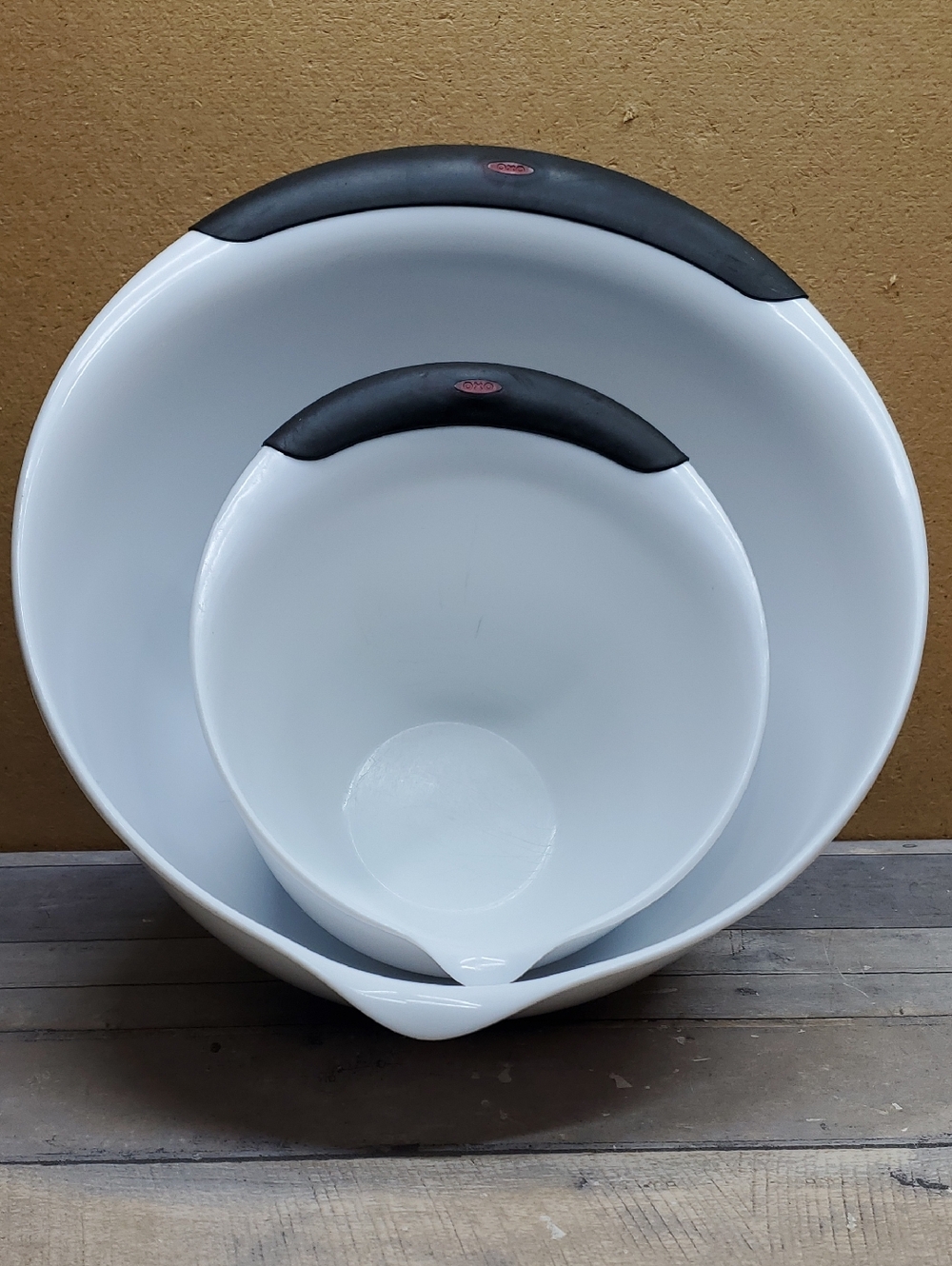 OXO White Mixing Bowls with Black Non-Slip Rims, Set of 2